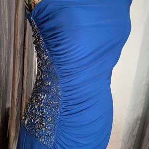 NWT Calvin Klein one shoulder Blue Party Dress